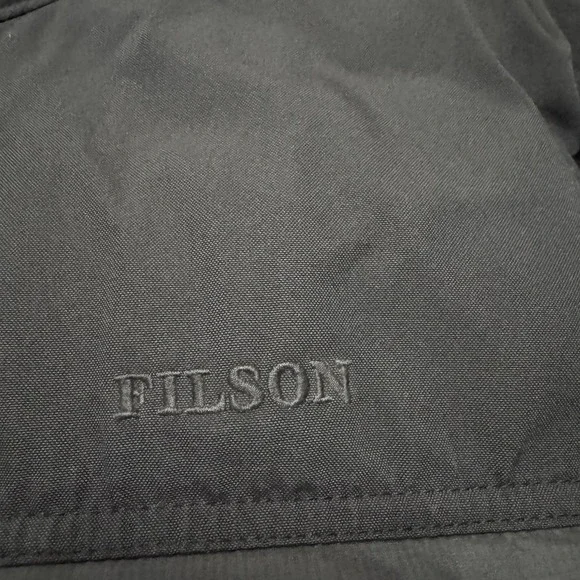 Filson Featherweight Down Jacket Mens 2XL Black Gray Puffer Full Zip Hooded *